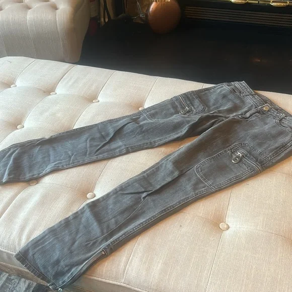 Michael Kors Grey Black Cargo Denim Zip Detailing Size 0